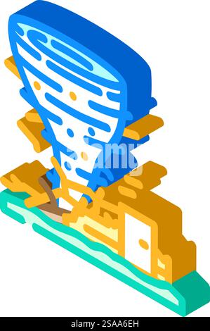 Trümmer von Hurrikan Hurrikan-Katastrophe isometrischer Ikonvektor. Trümmer vom Hurrikan-Katastrophenzeichen. Isolierte Symboldarstellung. Trümmer von Hurrikan Hurrikan Katastrophe isometrische Icon Vektor Illustration Stock Vektor