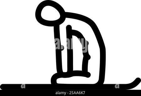 Kamel Pose Ustrasana Yoga Linie Symbol Vektor. Kamel Pose Ustrasana Yoga Zeichen. Schwarze Abbildung des isolierten Kontursymbols. Kamel Pose Ustrasana Yoga Linie Symbol Vektor Illustration Stock Vektor