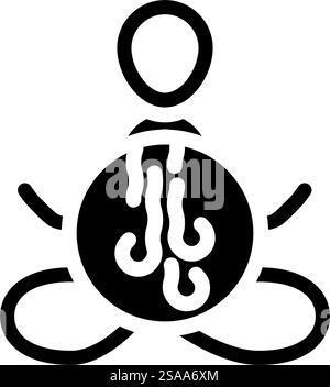 Pranayama ayurveda Glyphe Icon Vektor. Pranayama ayurveda-Zeichen. Isolierte Symboldarstellung. Pranayama ayurveda Glyphe Icon Vektor Illustration Stock Vektor