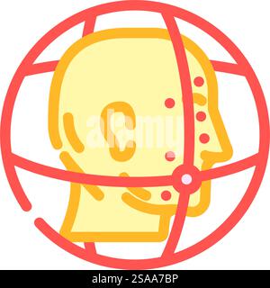 3D-Gesichtszuordnung Farbsymbolvektor. 3D-Gesichtsdarstellung. Isolierte Symboldarstellung. 3D Gesichtsdarstellung Farbe Symbol Vektor Illustration Stock Vektor