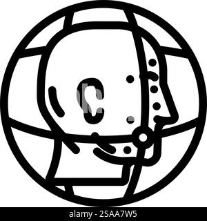 3D-Gesichtszuordnungslinie Symbolvektor. 3D-Gesichtsdarstellung. Schwarze Abbildung des isolierten Kontursymbols. 3D Gesichtszuordnung Linie Symbol Vektor Illustration Stock Vektor