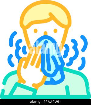 Husten Niesen Krankheit Symptom Farbe Symbol Vektor. Husten-Niesen-Krankheit-Symptom-Zeichen. Isolierte Symboldarstellung. Husten Niesen Krankheit Symptom Farbe Symbol Vektor Illustration Stock Vektor