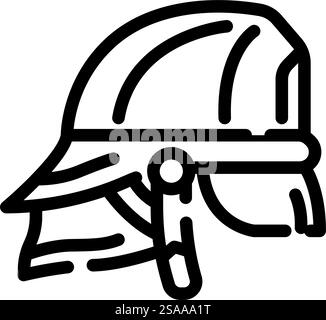 Feuerwehrhelm Wildbrand Katastrophenlinie Symbol Vektor. Feuerwehrhelm Waldfeuer-Katastrophenschild. Schwarze Abbildung des isolierten Kontursymbols. Feuerwehrhelm Wildbrand Katastrophenlinie Icon Illustration Stock Vektor