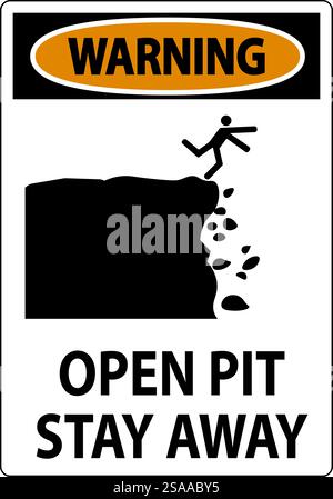 Warnschild Offene Grube, Bleiben Sie Fern Stock Vektor