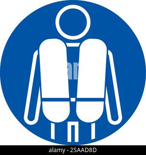 Wassersicherheitsschild Achtung, Schwimmwesten Müssen Getragen Werden Stock Vektor