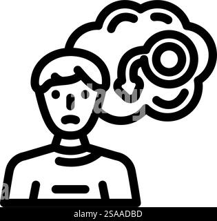 Symbol-Vektor der Linie für erektile Dysfunktion. Das Zeichen der erektilen Dysfunktion. Schwarze Abbildung des isolierten Kontursymbols. Illustration des Symbols der Linie für erektile Dysfunktion Stock Vektor