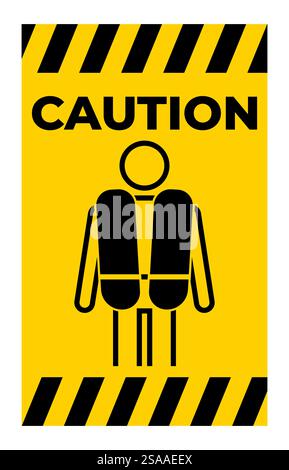 Wassersicherheitsschild Achtung, Schwimmwesten Müssen Getragen Werden Stock Vektor