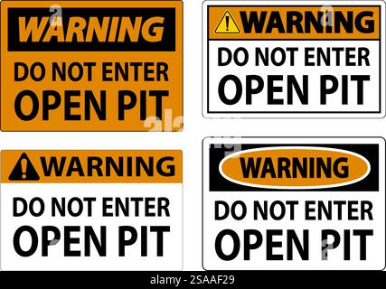 Warnung Zeichen Für Offene Grube Nicht In Offene Grube Eingeben Stock Vektor