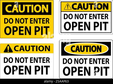 Achtung Zeichen Für Offene Grube Nicht In Offene Grube Einsteigen Stock Vektor