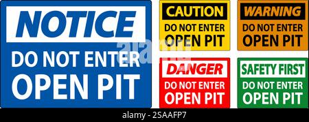 Gefahrenzeichen „Offene Grube“ Nicht In Die Grube „Offene Grube“ Einsteigen Stock Vektor