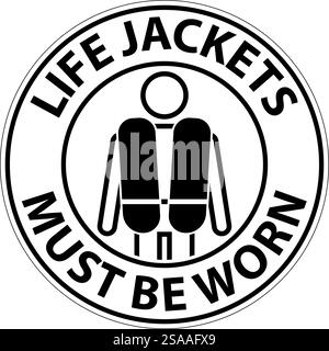 Wassersicherheitsschild Achtung, Schwimmwesten Müssen Getragen Werden Stock Vektor