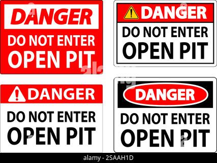 Gefahrenzeichen „Offene Grube“ Nicht In Die Grube „Offene Grube“ Einsteigen Stock Vektor