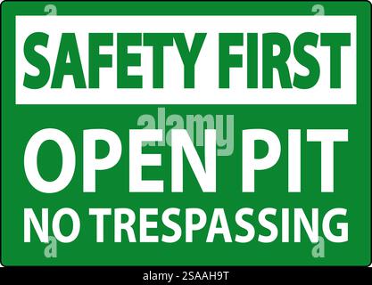 Sicherheitsschild Offene Grube – Kein Betreten Stock Vektor