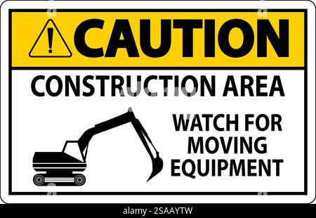 Warnschild Baubereich – Auf Bewegliche Geräte Achten Stock Vektor