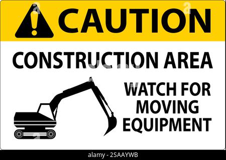 Warnschild Baubereich – Auf Bewegliche Geräte Achten Stock Vektor