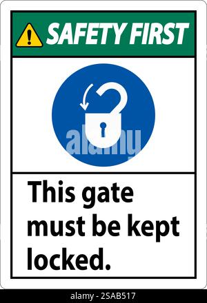 Sicherheitsschild, Tor Muss Verriegelt Bleiben Stock Vektor