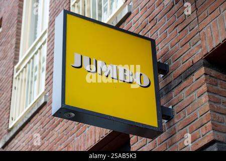 Jumbo-Logo im Supermarkt, Ladenschild Utrecht in den Niederlanden Stockfoto