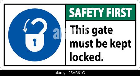 Sicherheitsschild, Tor Muss Verriegelt Bleiben Stock Vektor