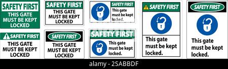 Sicherheitsschild, Tor Muss Verriegelt Bleiben Stock Vektor