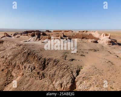 Seitenansicht der Seidenstraße Festung Ayaz Kala I in Usbekistan Stockfoto