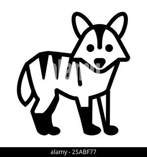 Dieses Kunstwerk zeigt eine stilisierte Tierfigur in einem minimalistischen Schwarz-weiß-Design, perfekt für verspielte Themen und moderne Ästhetik. Stock Vektor