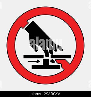 Diese Abbildung zeigt ein Warnschild, das auf das Risiko von Handverletzungen hinweist. Es ist wichtig für die Förderung von Sicherheit und Bewusstsein am Arbeitsplatz. Stock Vektor
