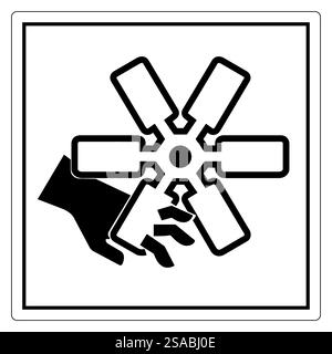 Dieses auffällige schwarz-weiße Symbol zeigt eine Hand, die einen Propeller oder Ventilator greift, und symbolisiert Energie und Innovation in Technologie und Design. Stock Vektor