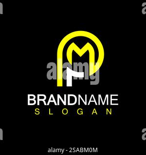 Design-Vorlage mit Buchstaben PM oder MP Stock Vektor