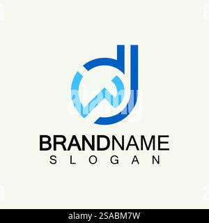Designvorlage für DW- oder WD-Logo mit Buchstaben Stock Vektor