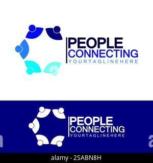 Abstrakter Anfangsbuchstabe C Connecting People Logo Vektor Design-Vorlage Stock Vektor