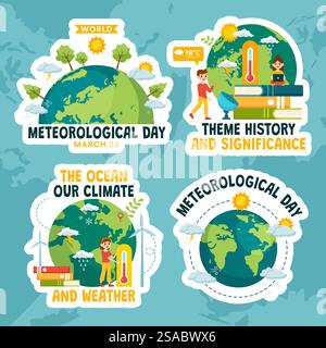 Meteorologisches Tagesschild Flat Cartoon Hand Gezeichnete Vorlagen Hintergrund Illustration Stock Vektor