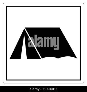 Ein minimalistisches schwarzes Zelt-Symbol, perfekt für Camping- und Outdoor-Aktivitäten. Ideal für den Einsatz in Reiseführern, Broschüren und Websites. Stock Vektor