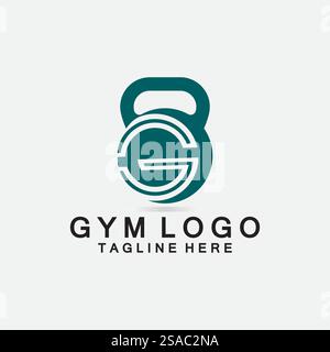 Kreative Design-Kombination aus Buchstabe G und Kettlebell for Fitness GYM Logo. Stock Vektor