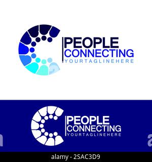 Abstrakter Anfangsbuchstabe C Connecting People Logo Vektor Design-Vorlage Stock Vektor