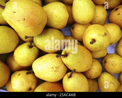 Birnen in der Verkaufskiste Stockfoto