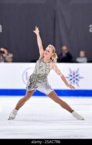Antonina DUBININA (SRB), während des Women Short Program, bei der ISU Europameisterschaft 2025, in der Tondiraba Ice Hall, am 29. Januar 2025 in Tallinn, Estland. Quelle: Raniero Corbelletti/AFLO/Alamy Live News Stockfoto