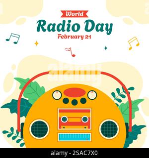 Radio Day Social Media Illustration Flat Cartoon Hand Gezeichnete Vorlagen Hintergrund Stock Vektor
