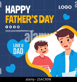 Vatertag Social Media Illustration Flat Cartoon Hand Gezeichnet Vorlagen Hintergrund Stock Vektor