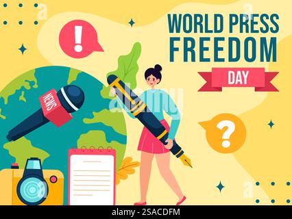 Drücken Sie Freiheitstag Social Media Hintergrund Flache Cartoon Hand Gezeichnete Vorlagen Illustration Stock Vektor