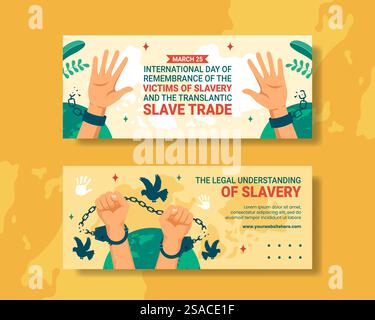 Erinnerung an die Opfer der Sklaverei und des Transatlantischen Sklavenhandels Tag horizontales Banner Cartoon Hand gezeichnete Vorlagen Hintergrund Illustration Stock Vektor