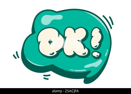 Comics-Sprechblase mit OK-Text. Vektorfarbe Karikaturillustration im Pop-Art-Stil. Stock Vektor