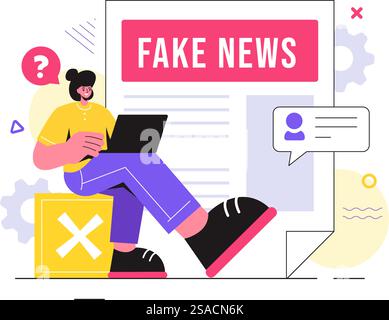 Fakt- oder Fake-Check-Nachrichten Vektor-Illustration mit Mythen vs. Fakten für gründliche Verifizierung und Evidenzvergleich in einem flachen Cartoon-Stil Hintergrund Stock Vektor