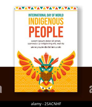 Indigene Menschen Tag Vertikales Poster Flat Cartoon Hand Gezeichnet Vorlagen Hintergrund Illustration Stock Vektor