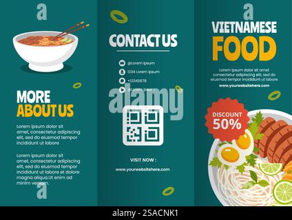 Vietnamesische Lebensmittelbroschüre Cartoon Hand Gezeichnete Vorlagen Hintergrund Illustration Stock Vektor