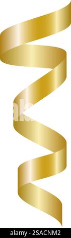 Goldenes spiralförmiges Bandelement. Vektorabbildung. Stock Vektor