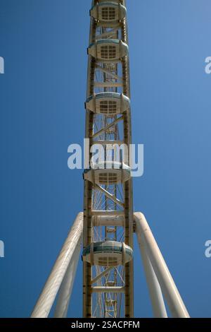 Das weltweit größte und höchste Aussichtsrad befindet sich auf Bluewaters Island in Dubai Marina. Dubai, VAE, Vereinigte Arabische Emirate. Stockfoto