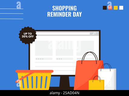 Shopping Reminder Day Social Media Hintergrund Flat Cartoon Hand Gezeichnete Vorlagen Illustration Stock Vektor
