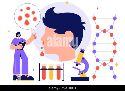 Hämophilie-Vektor-Illustration mit einem Arzt, der ein verletztes Knie oder Gelenk- und Blutstörungen in einem Healthcare Flat Style Cartoon Hintergrund untersucht Stock Vektor