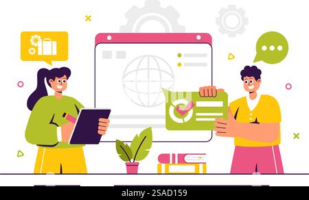 Vektor-Illustration einer NGO oder Nichtregierungsorganisation, um spezifische soziale und politische Bedürfnisse in einem flachen Cartoon-Hintergrund zu adressieren Stock Vektor