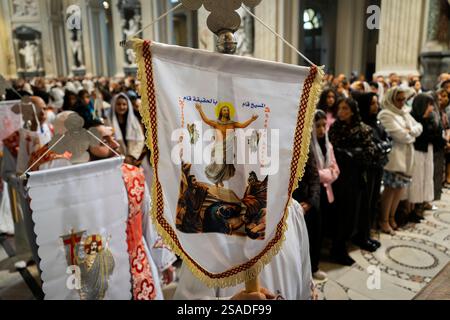 Rom Sonntag, 14. Mai 2023: Leiter der koptischen Kirche Alexandria Tawadros II. Feiert eine Messe in der Basilika St. Johannes Lateran in Rom. Stockfoto
